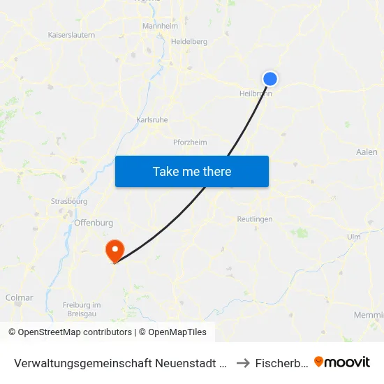 Verwaltungsgemeinschaft Neuenstadt am Kocher to Fischerbach map