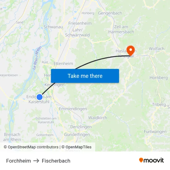 Forchheim to Fischerbach map