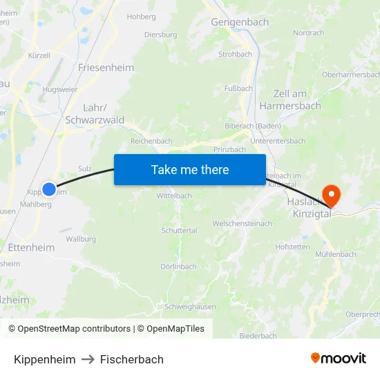 Kippenheim to Fischerbach map