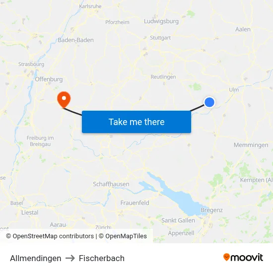 Allmendingen to Fischerbach map