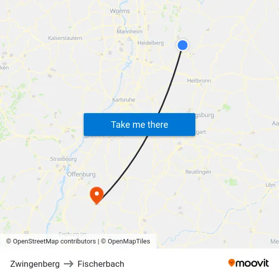 Zwingenberg to Fischerbach map