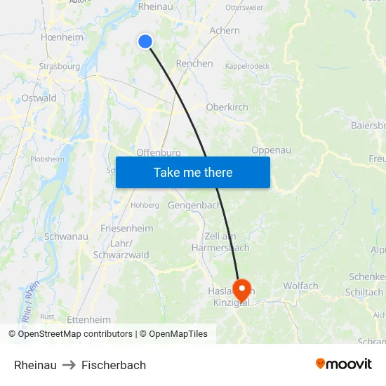 Rheinau to Fischerbach map