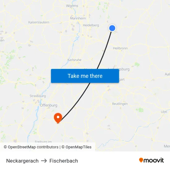 Neckargerach to Fischerbach map