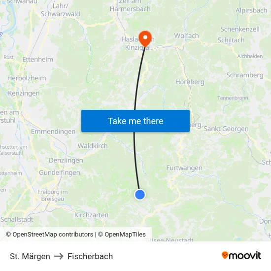 St. Märgen to Fischerbach map
