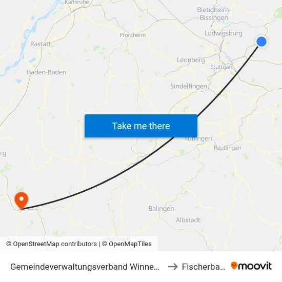 Gemeindeverwaltungsverband Winnenden to Fischerbach map