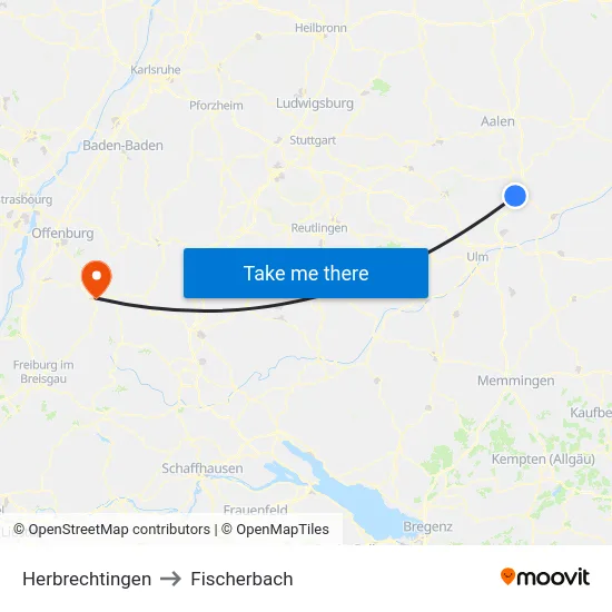 Herbrechtingen to Fischerbach map