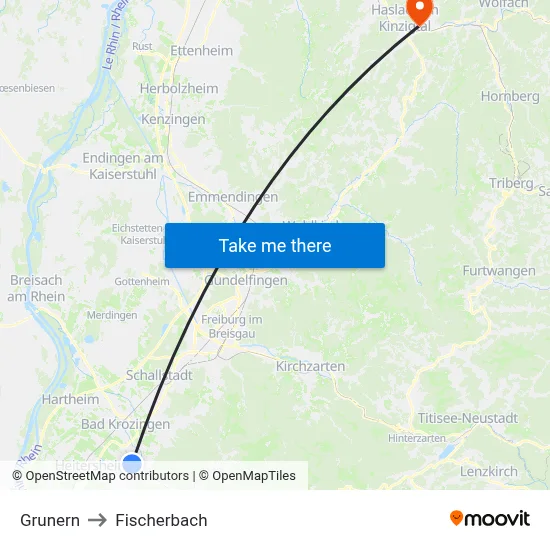Grunern to Fischerbach map