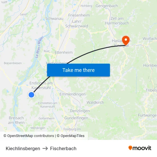 Kiechlinsbergen to Fischerbach map