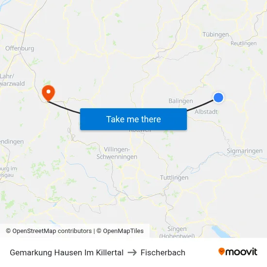 Gemarkung Hausen Im Killertal to Fischerbach map