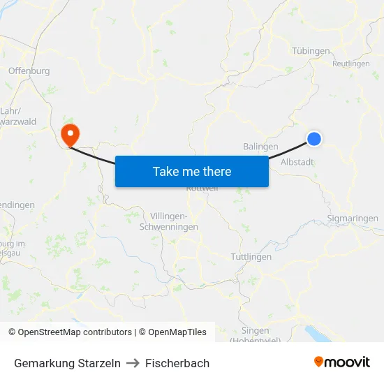 Gemarkung Starzeln to Fischerbach map
