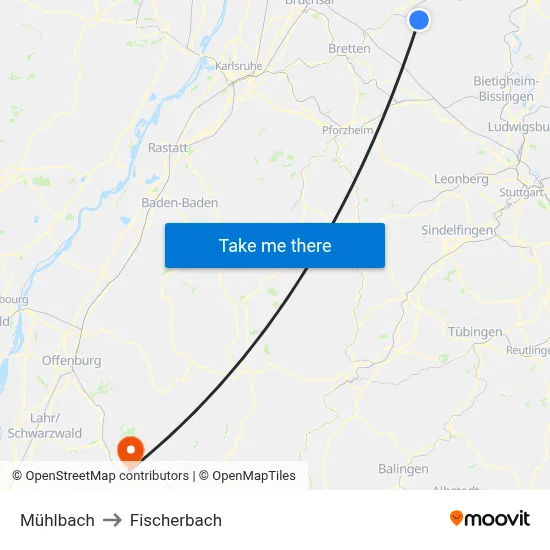 Mühlbach to Fischerbach map