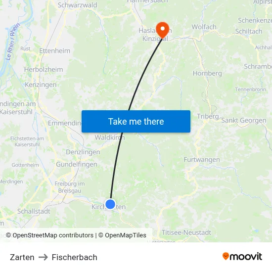 Zarten to Fischerbach map