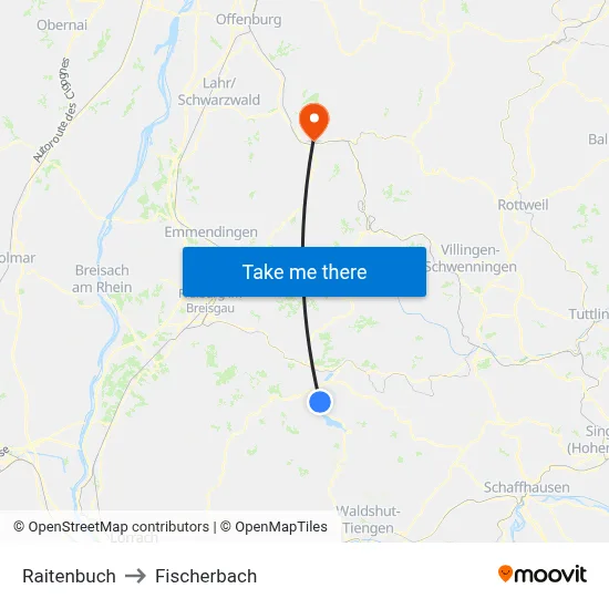 Raitenbuch to Fischerbach map