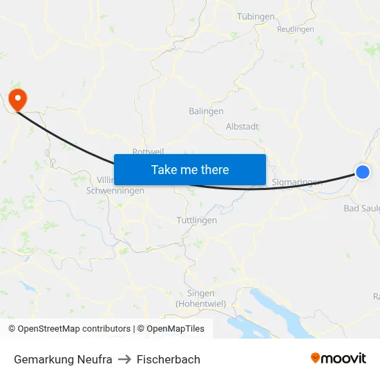 Gemarkung Neufra to Fischerbach map