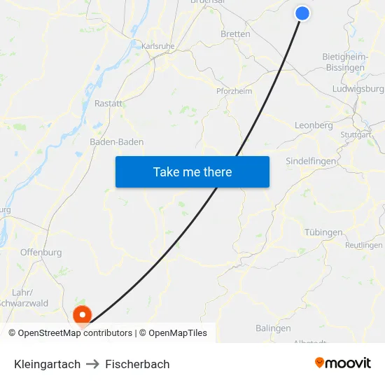 Kleingartach to Fischerbach map