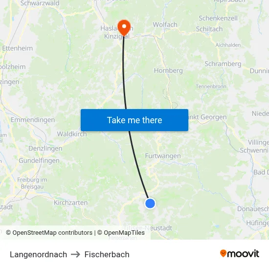 Langenordnach to Fischerbach map