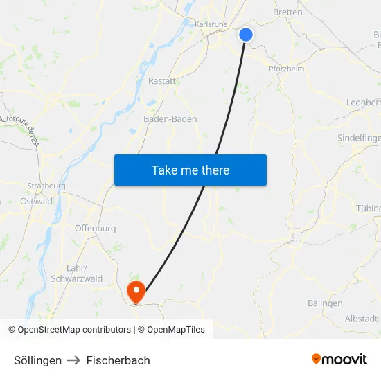 Söllingen to Fischerbach map