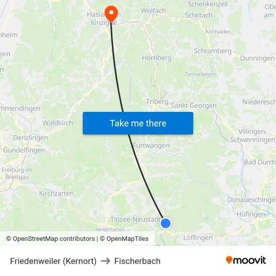 Friedenweiler (Kernort) to Fischerbach map