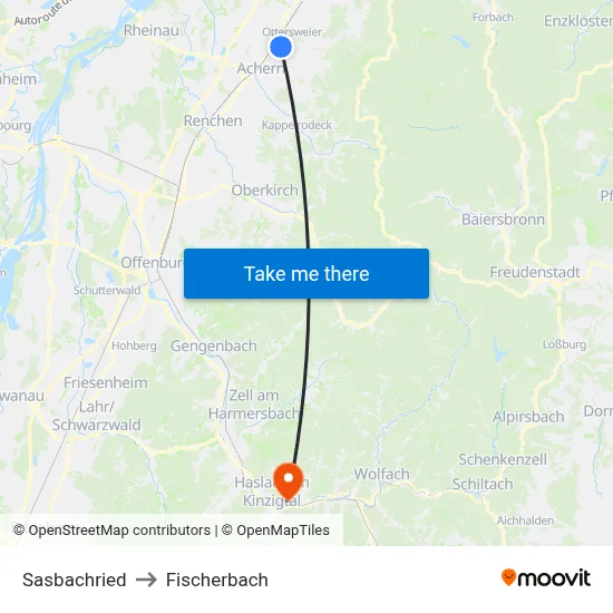 Sasbachried to Fischerbach map