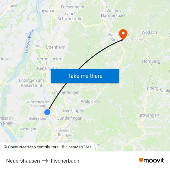 Neuershausen to Fischerbach map