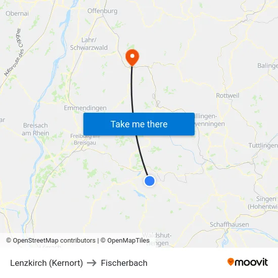Lenzkirch (Kernort) to Fischerbach map