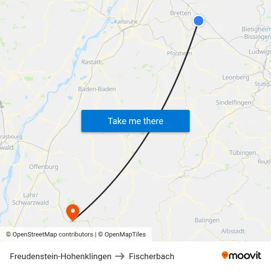 Freudenstein-Hohenklingen to Fischerbach map