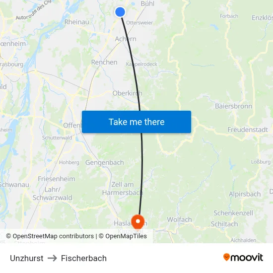Unzhurst to Fischerbach map