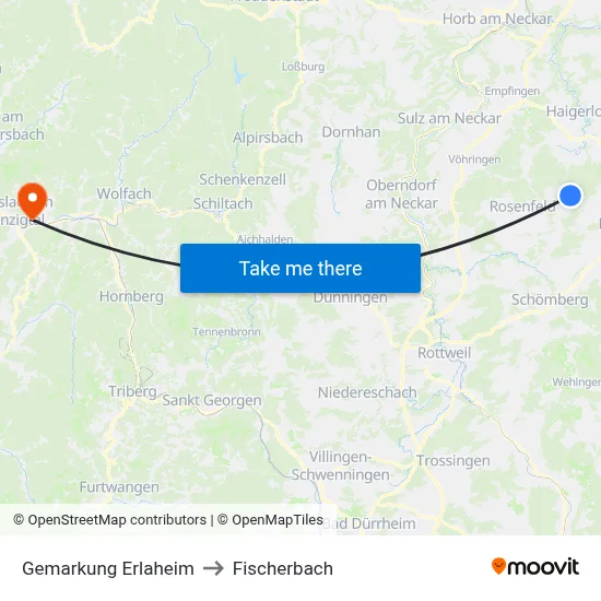 Gemarkung Erlaheim to Fischerbach map