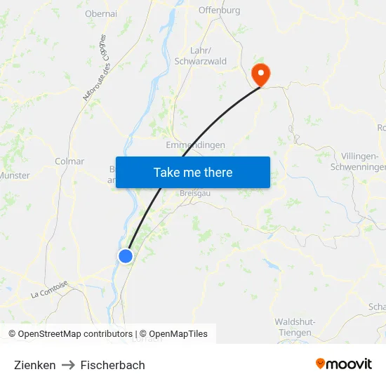 Zienken to Fischerbach map