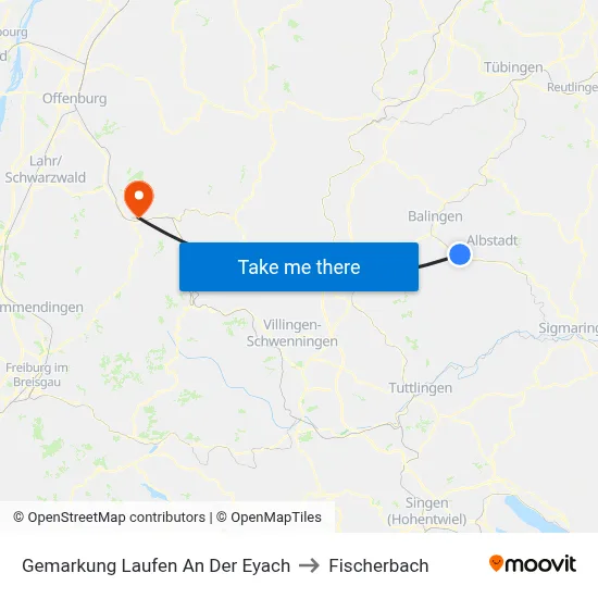 Gemarkung Laufen An Der Eyach to Fischerbach map
