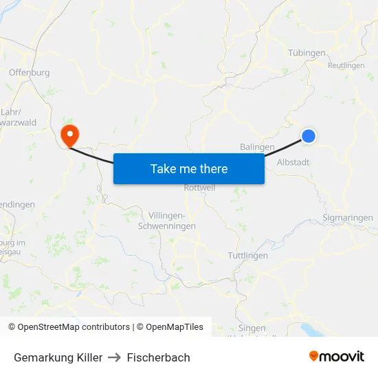 Gemarkung Killer to Fischerbach map