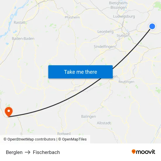 Berglen to Fischerbach map