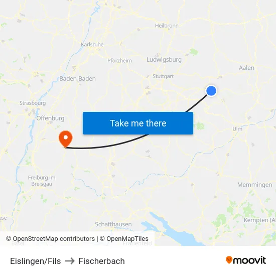 Eislingen/Fils to Fischerbach map