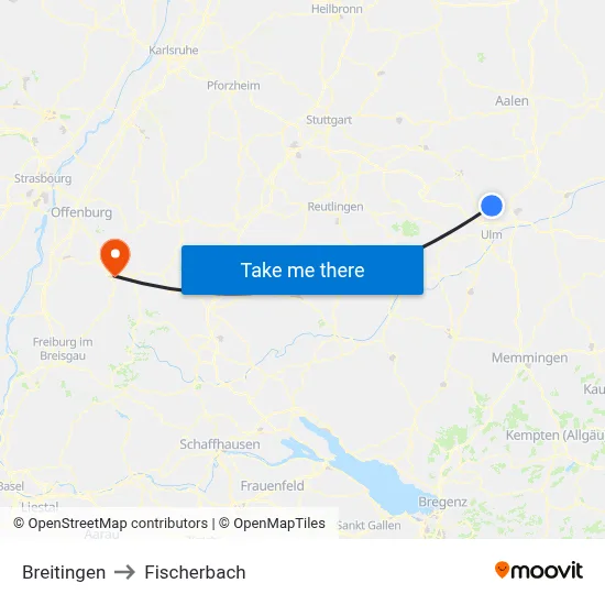 Breitingen to Fischerbach map