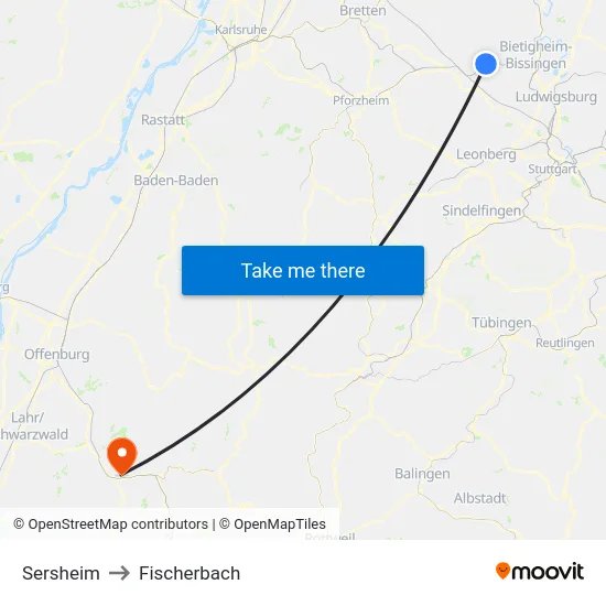 Sersheim to Fischerbach map