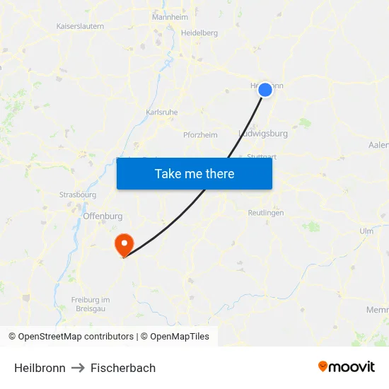 Heilbronn to Fischerbach map