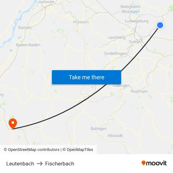 Leutenbach to Fischerbach map