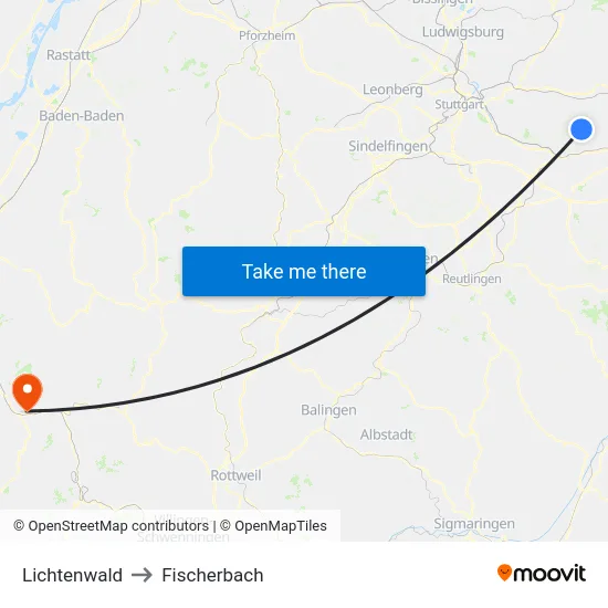 Lichtenwald to Fischerbach map
