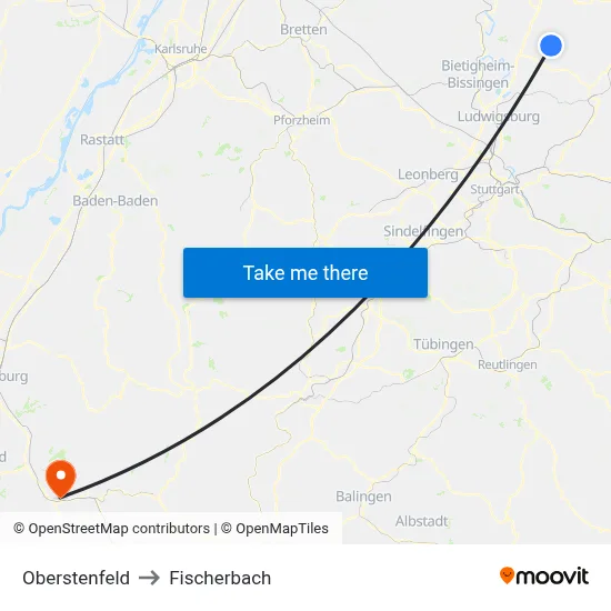 Oberstenfeld to Fischerbach map