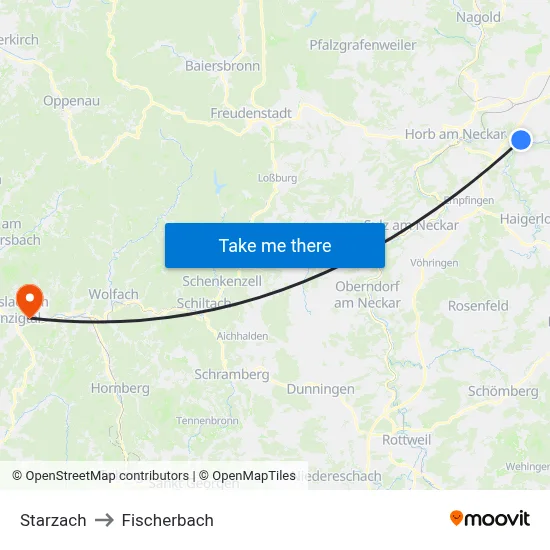 Starzach to Fischerbach map