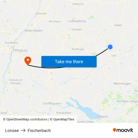 Lonsee to Fischerbach map
