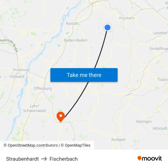 Straubenhardt to Fischerbach map