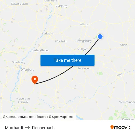 Murrhardt to Fischerbach map