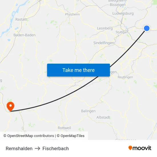 Remshalden to Fischerbach map