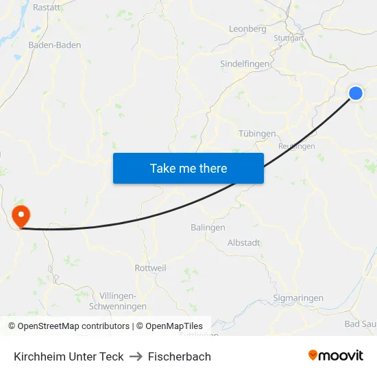 Kirchheim Unter Teck to Fischerbach map