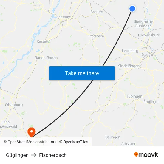 Güglingen to Fischerbach map
