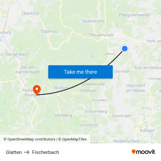 Glatten to Fischerbach map