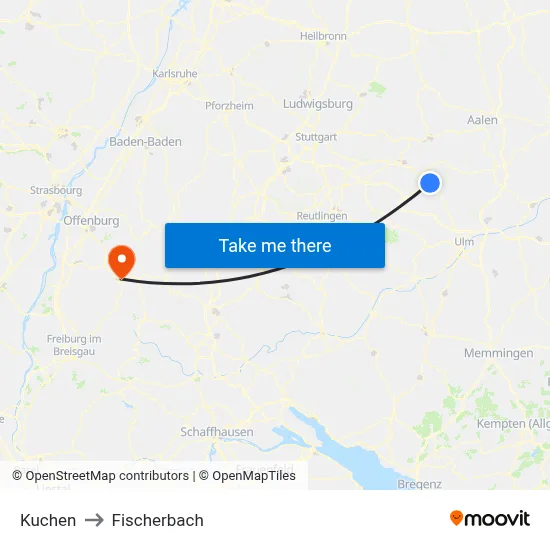 Kuchen to Fischerbach map