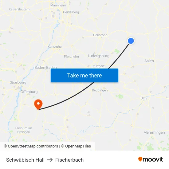 Schwäbisch Hall to Fischerbach map