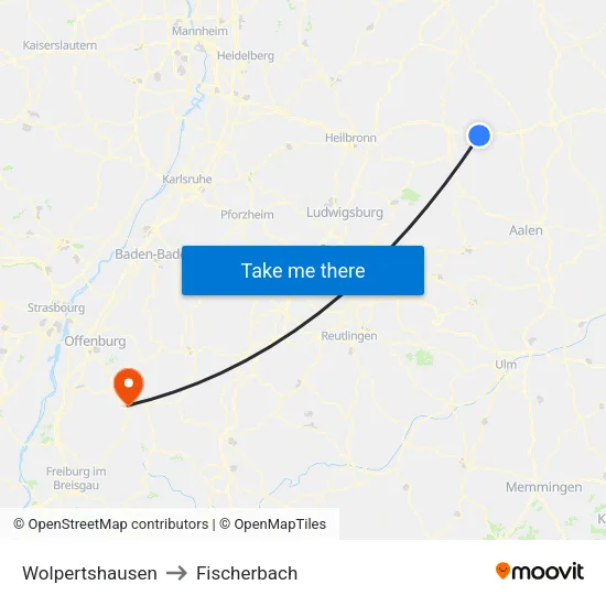 Wolpertshausen to Fischerbach map